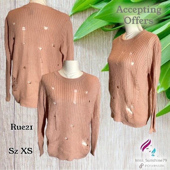 Rue21 - Sz XS - distressed blush pink sweater - Picture 1 of 4